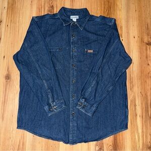 VTG Carhartt Denim Mens XL Button Up Regular Blue Workwear Western S97DST